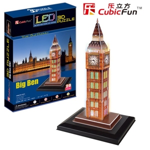 Puzzle 3D Podświetlany Zegar Big Ben - Cubic Fun
